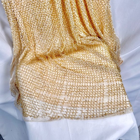 Mac Duggal Beaded V-Neck Evening Gown Gold Size 10 - Picture 12 of 16